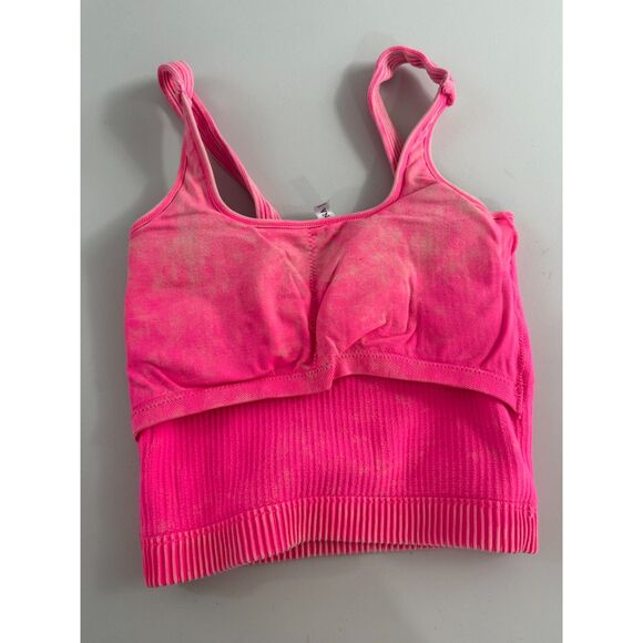 Zenana Women's Hot Pink Ribbed Tank Top Shelf Bra Removable Pads Size S / M - Picture 2 of 9